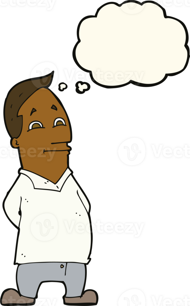 cartoon friendly man with thought bubble png