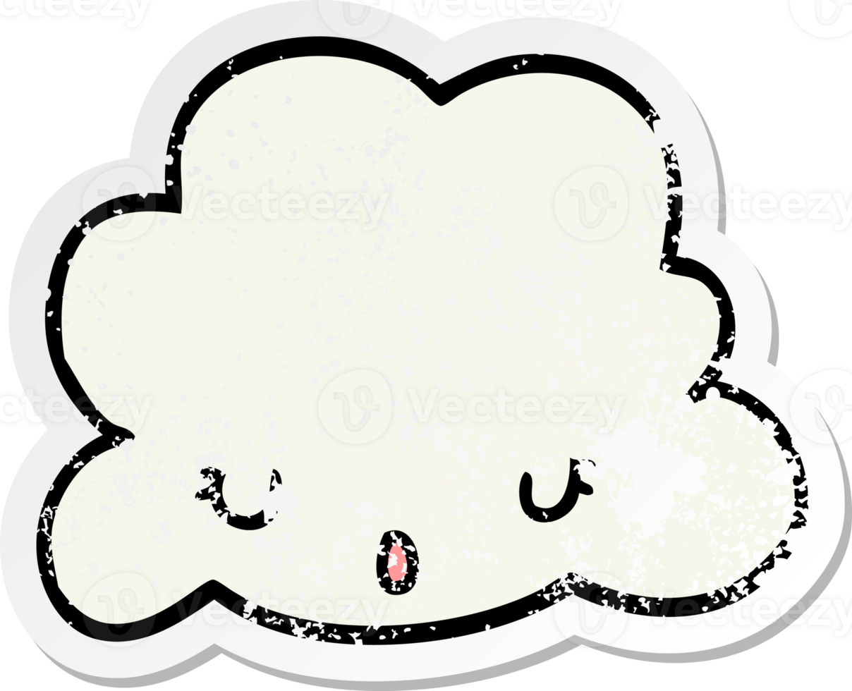 distressed sticker of a cute cartoon cloud png