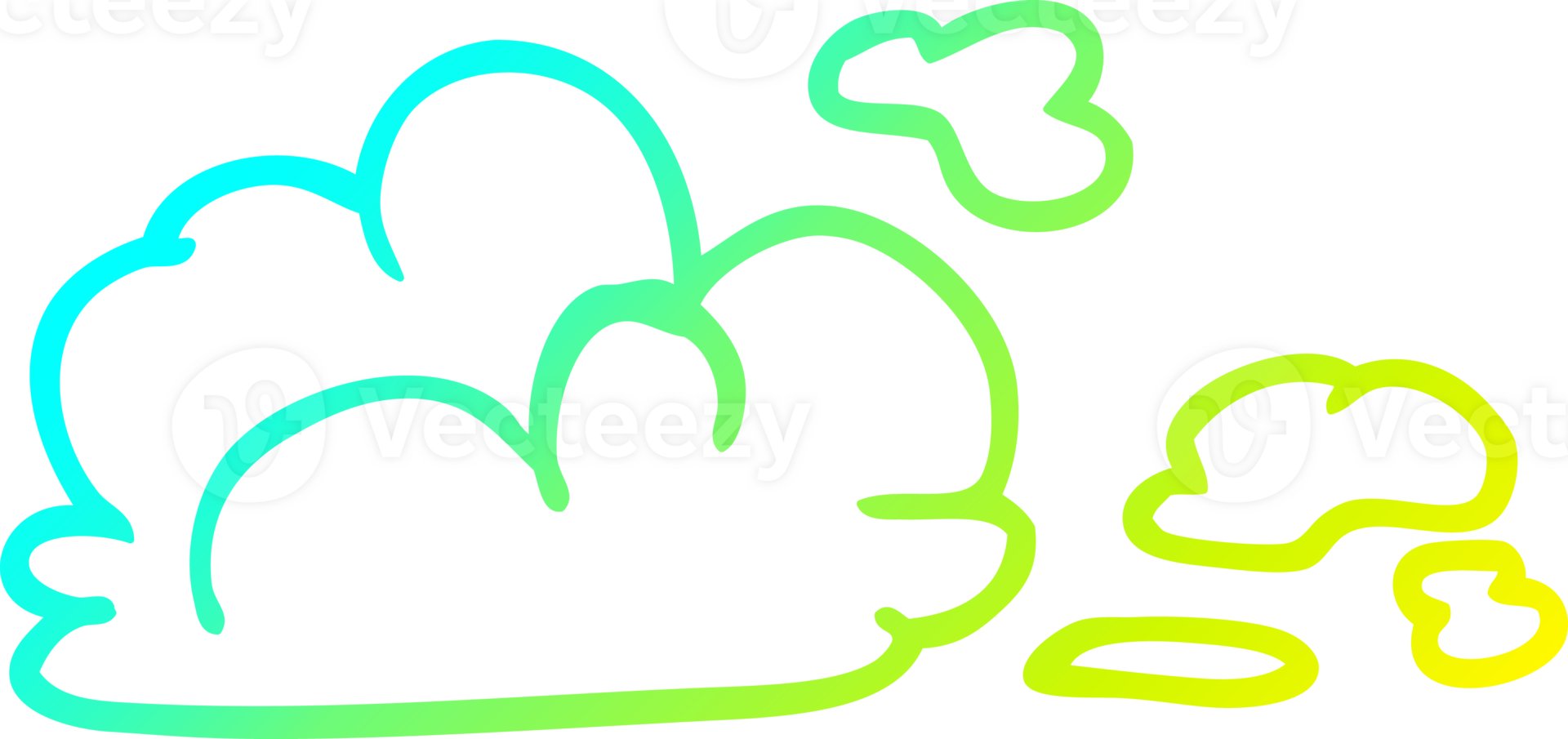 cold gradient line drawing cartoon storm cloud png