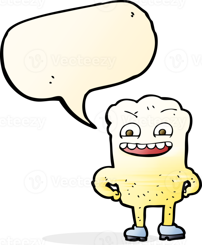 cartoon happy tooth with speech bubble png