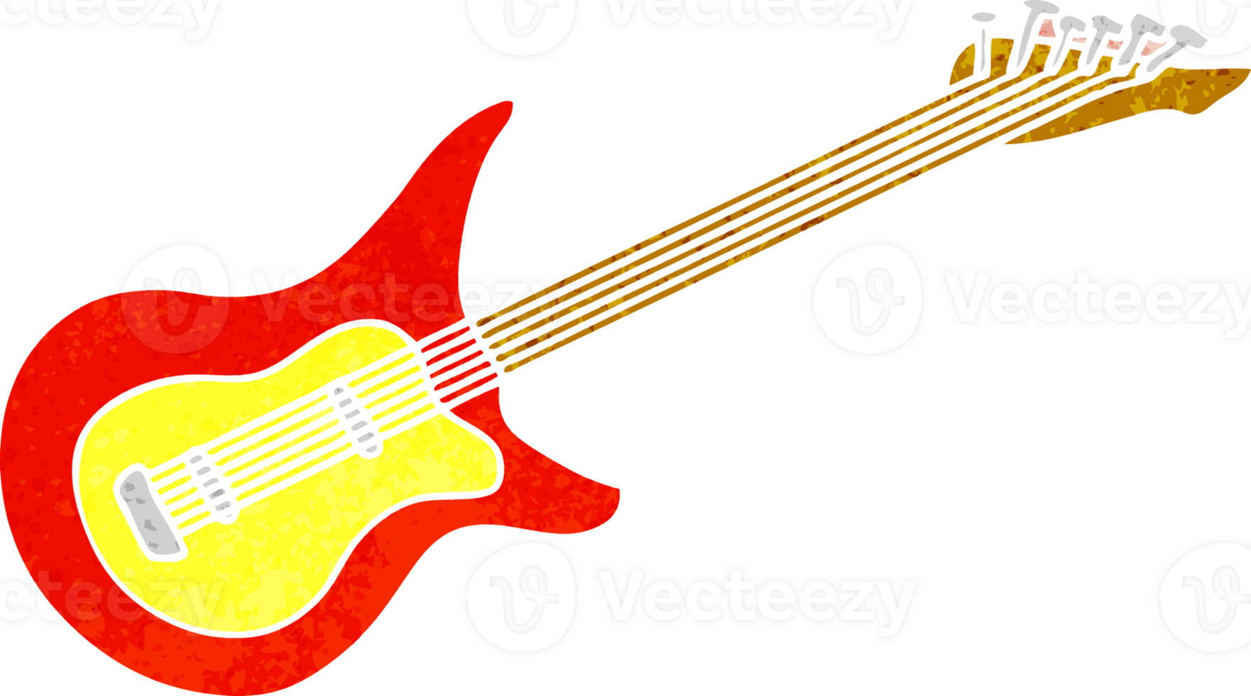retro cartoon doodle of a guitar png