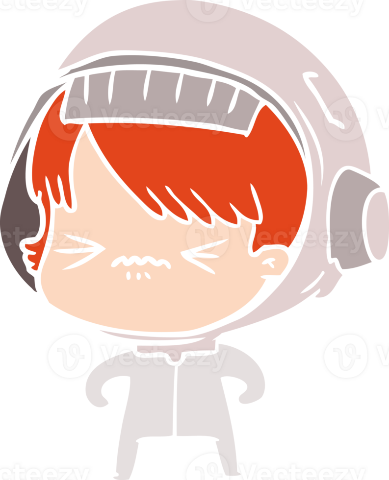 angry flat color style cartoon space girl png