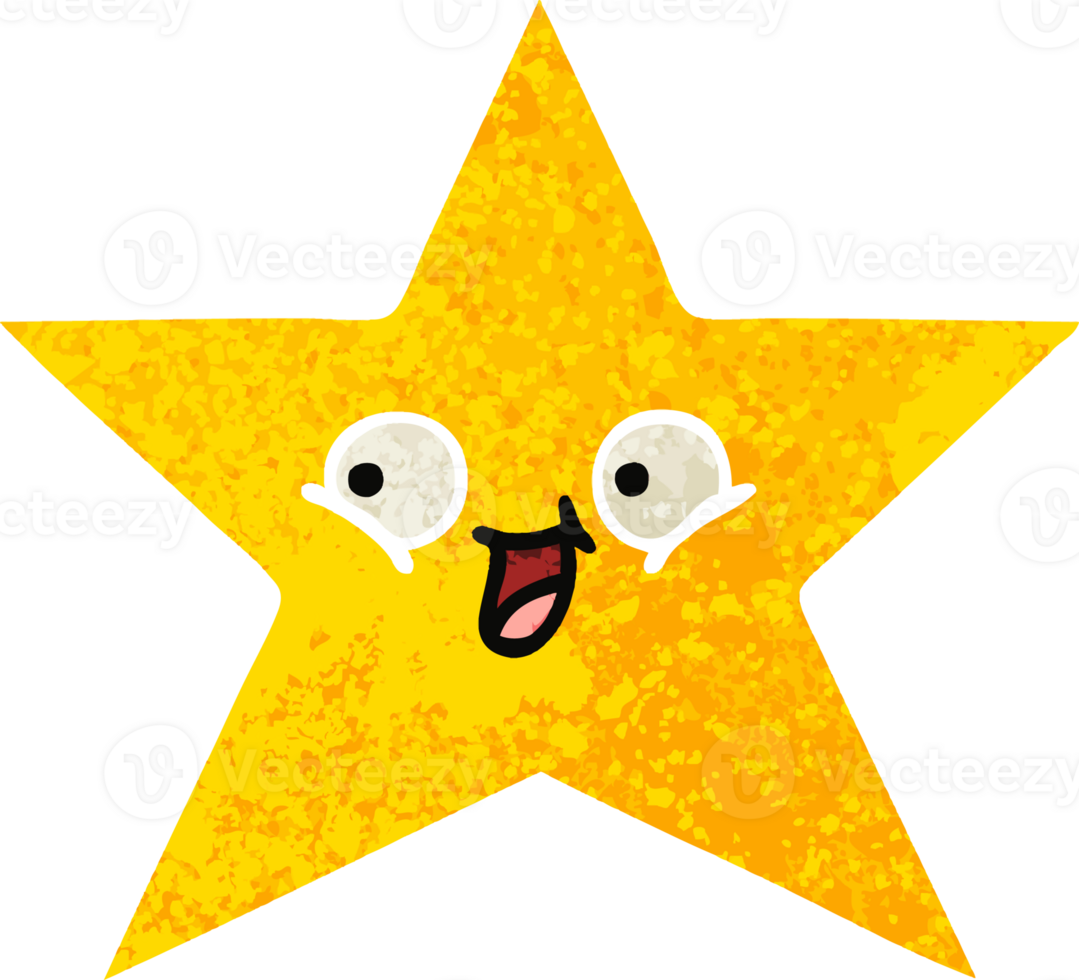 stella d'oro del fumetto di stile di illustrazione retrò png