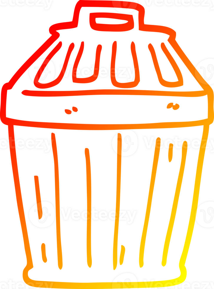 warm gradient line drawing cartoon waste bin png