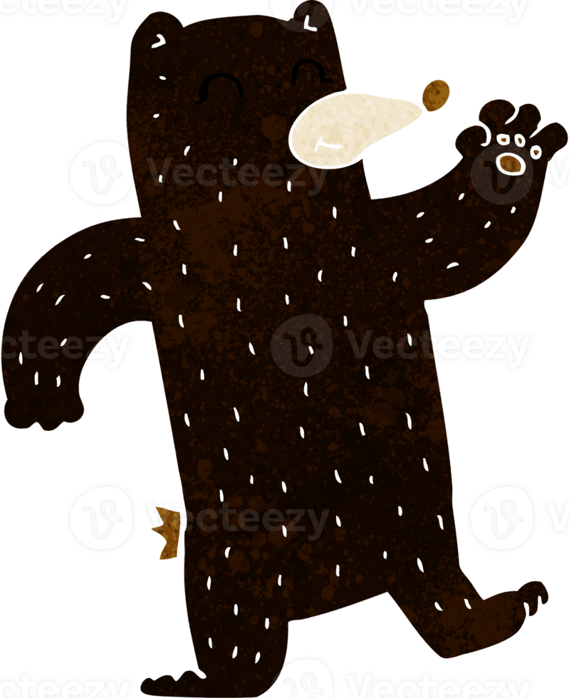 cartoon waving black bear png