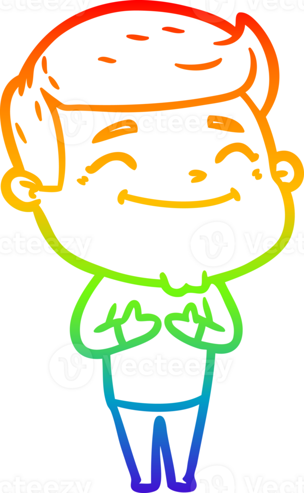 rainbow gradient line drawing happy cartoon man png