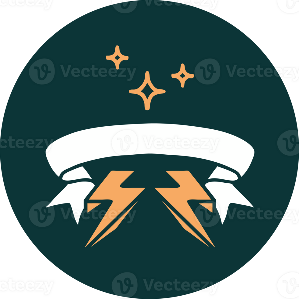 icon with banner of lightning  bolt png