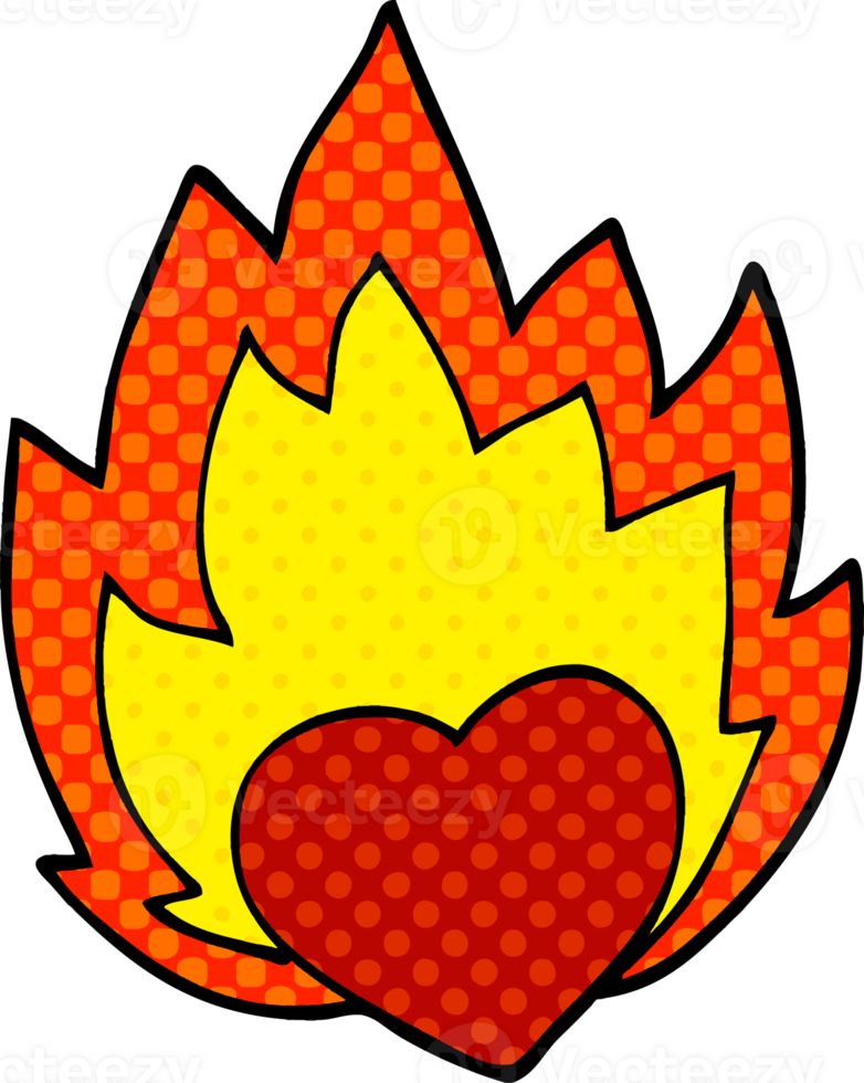 cartoon doodle flaming heart png