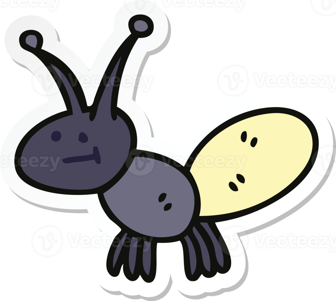 sticker of a quirky hand drawn cartoon light bug png
