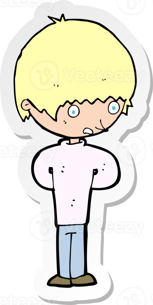 sticker of a cartoon nervous boy png