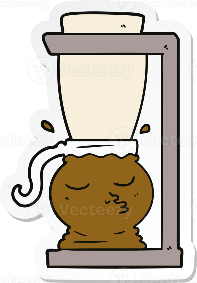 sticker of a cartoon filter coffee machine png