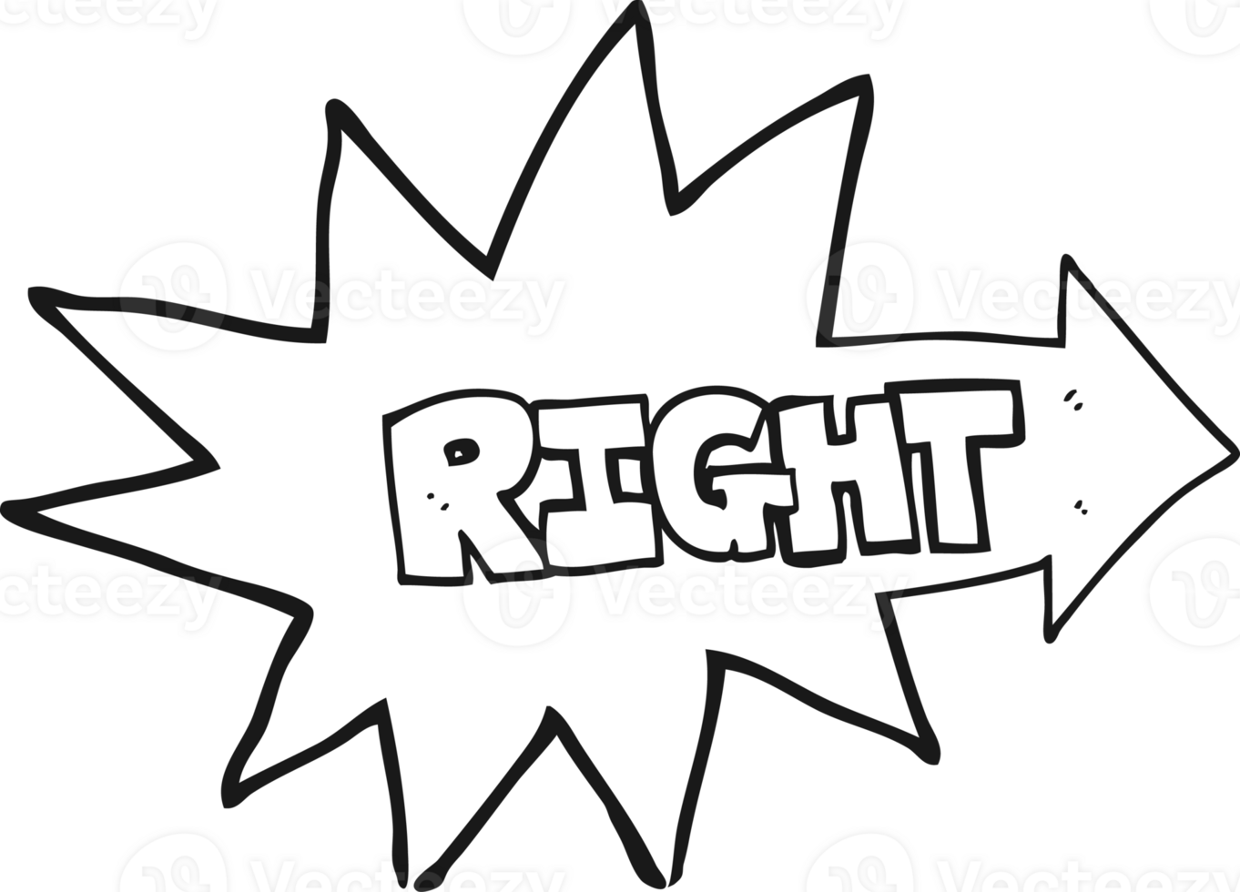 black and white cartoon right symbol pointing png
