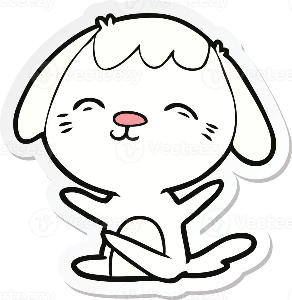 sticker of a happy cartoon sitting dog png