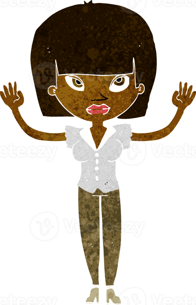 cartoon woman with raised hands png