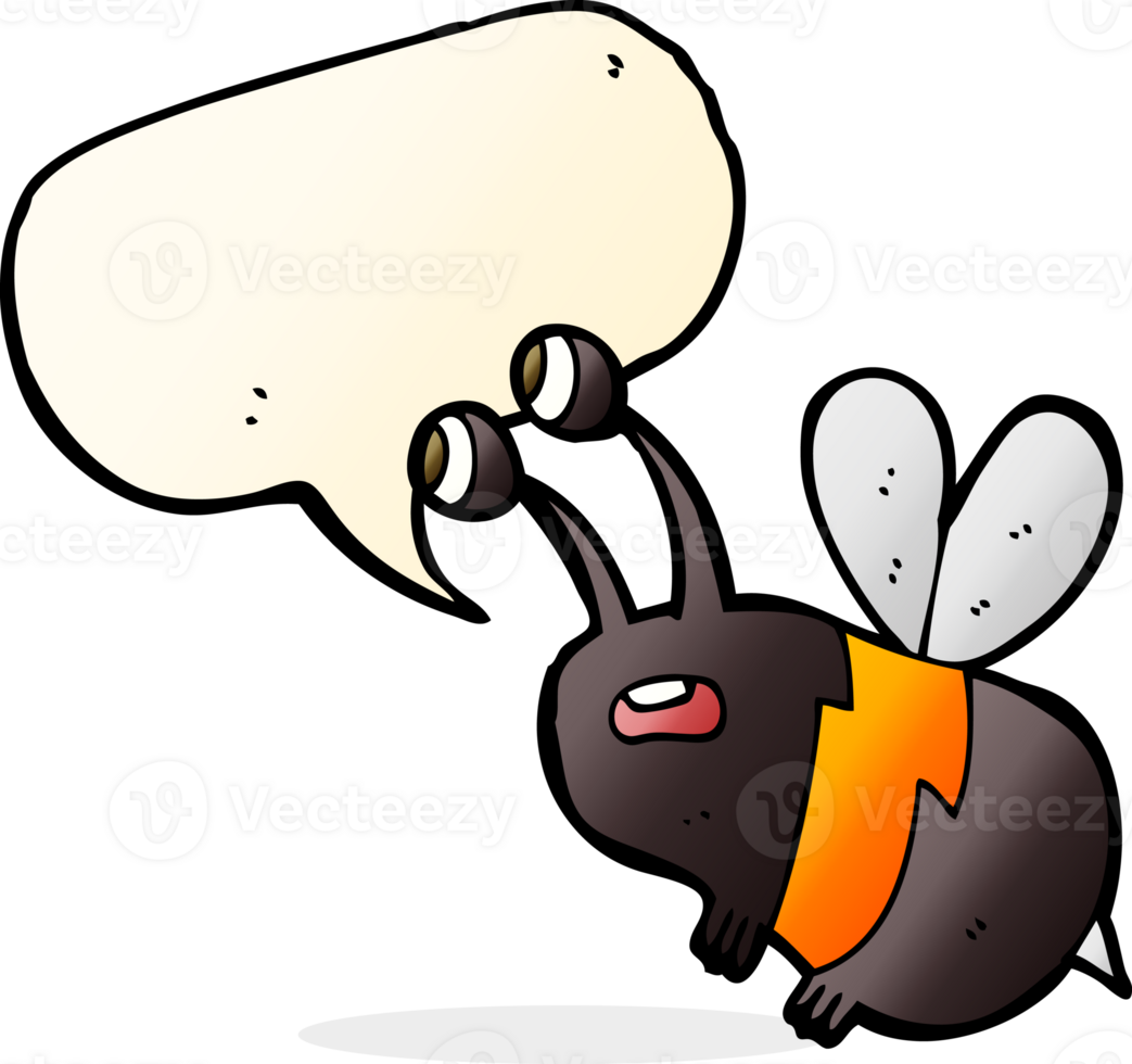 cartoon frightened bee with speech bubble png