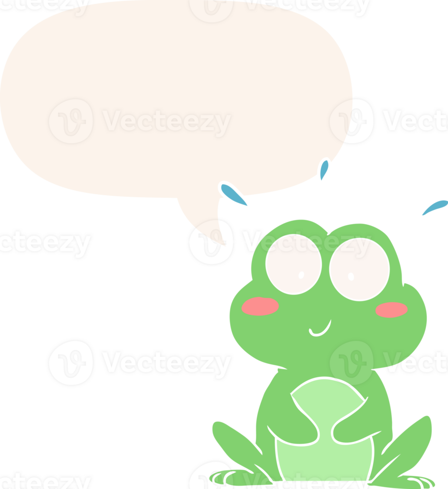 cute cartoon frog and speech bubble in retro style png