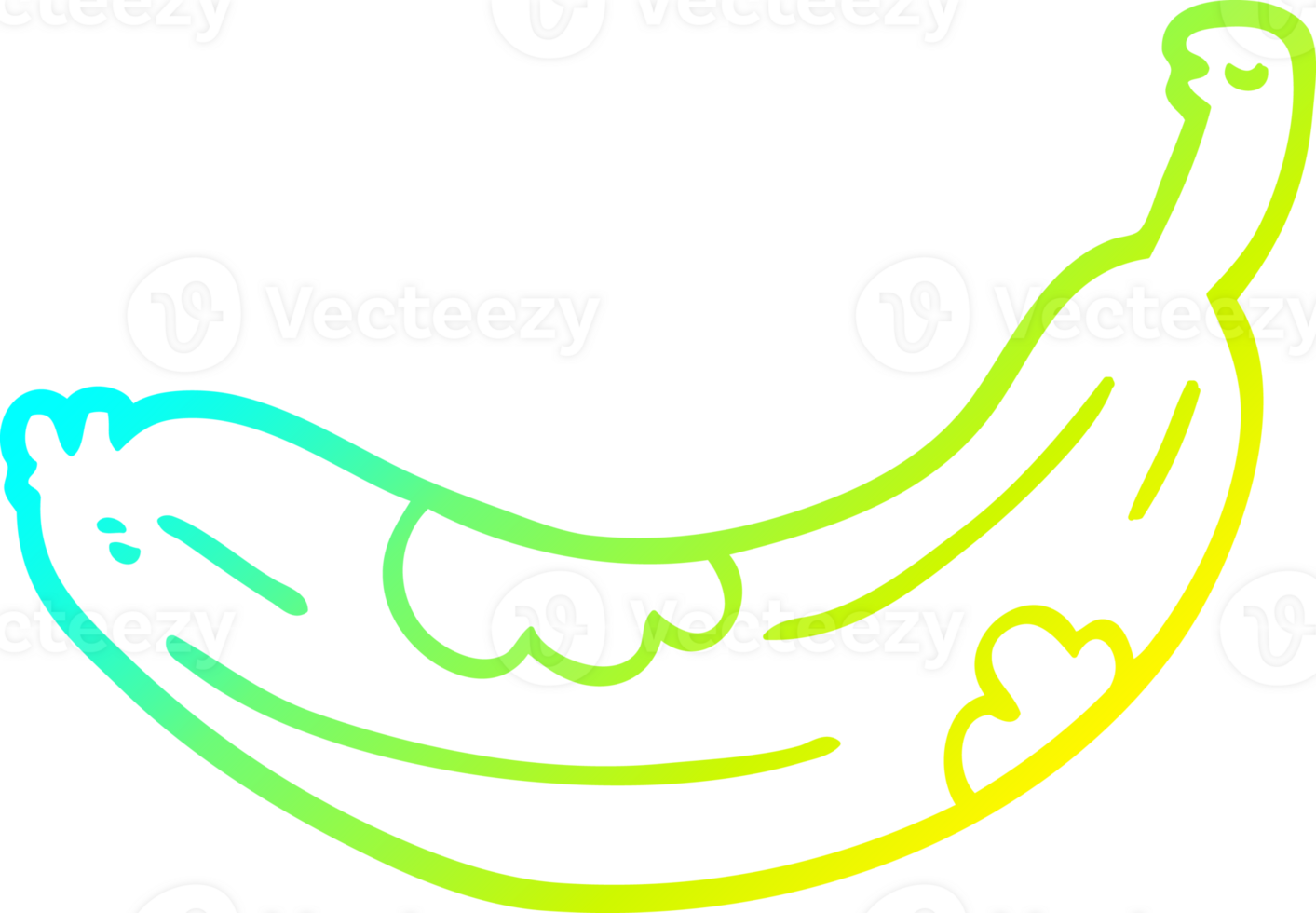 cold gradient line drawing cartoon turning banana png
