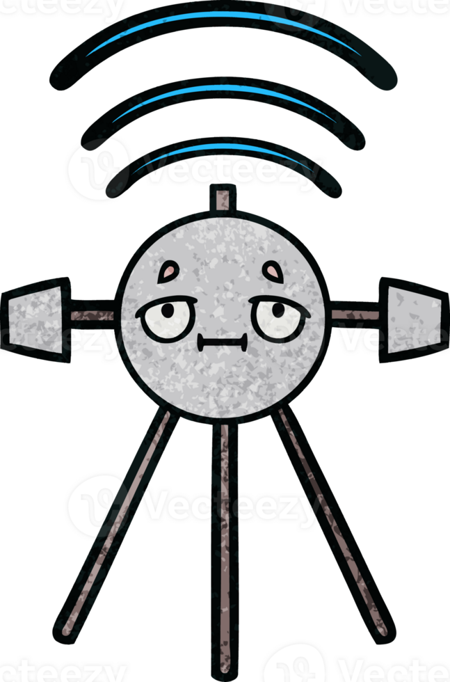 satellite de dessin animé de texture grunge rétro png