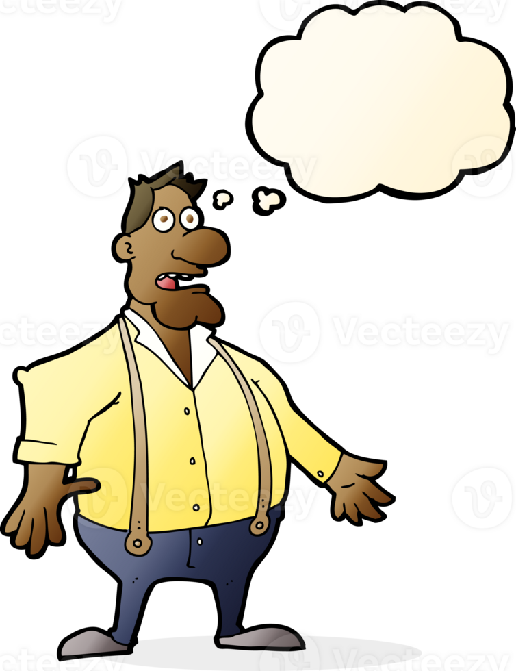 cartoon shocked man with thought bubble png