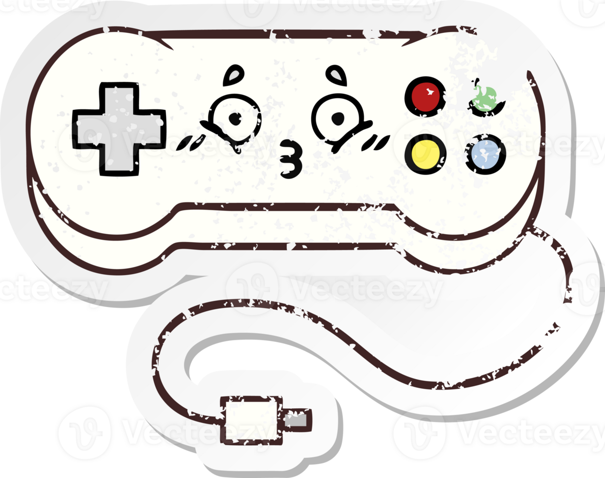 distressed sticker of a cute cartoon game controller png