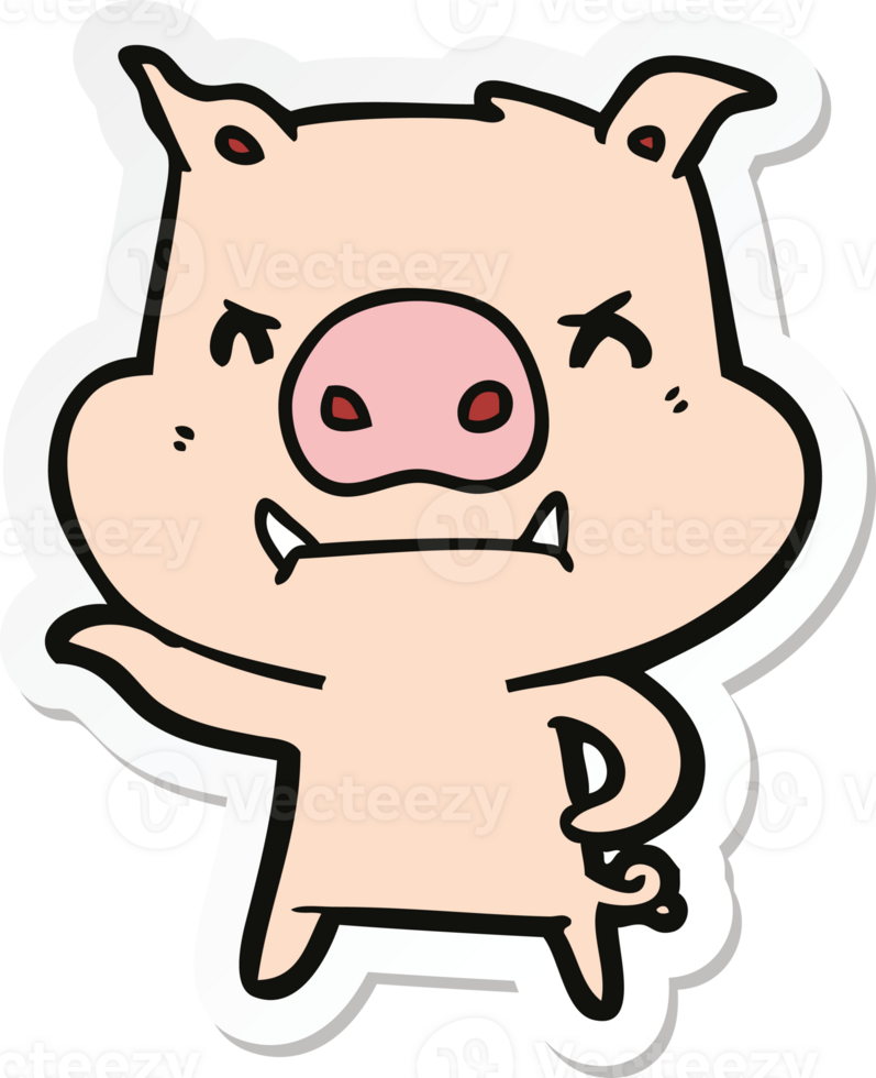 sticker of a angry cartoon pig png