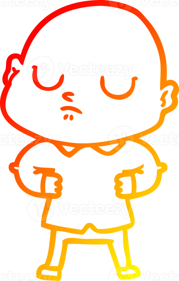 warm gradient line drawing cartoon bald man png