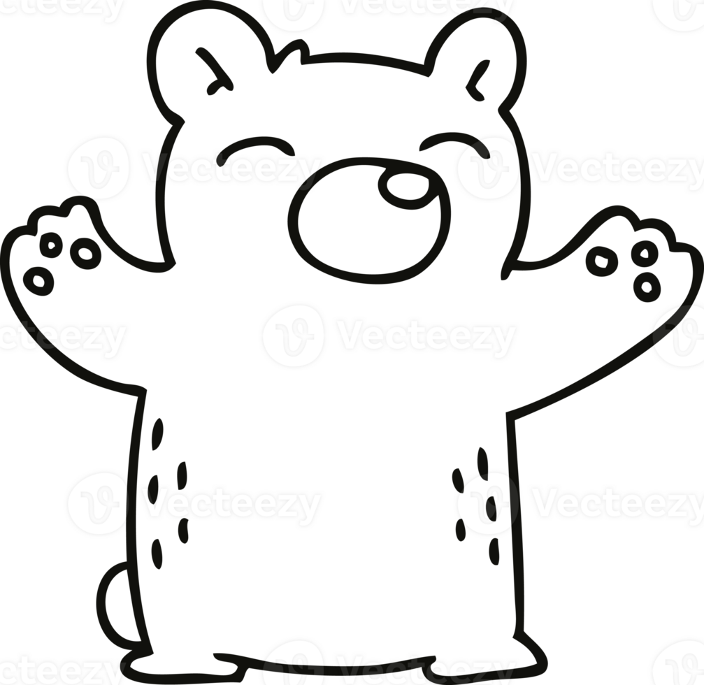 quirky line drawing cartoon bear png