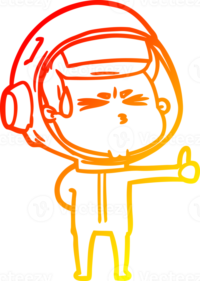 warm gradient line drawing cartoon stressed astronaut png