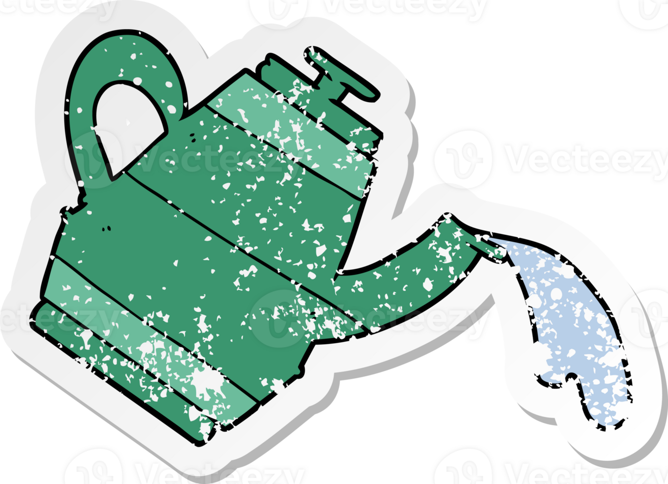 distressed sticker of a cartoon kettle png
