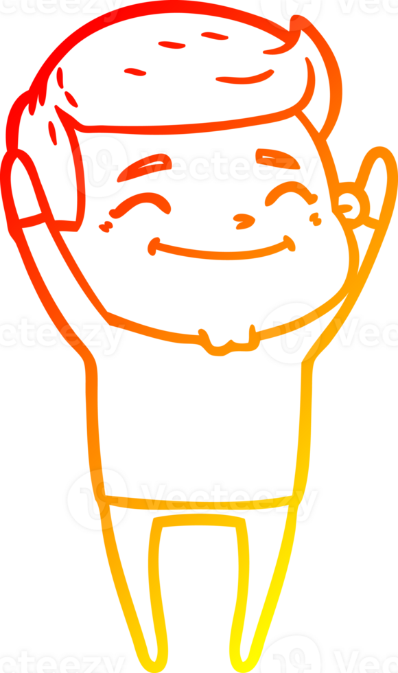 warm gradient line drawing happy cartoon man png