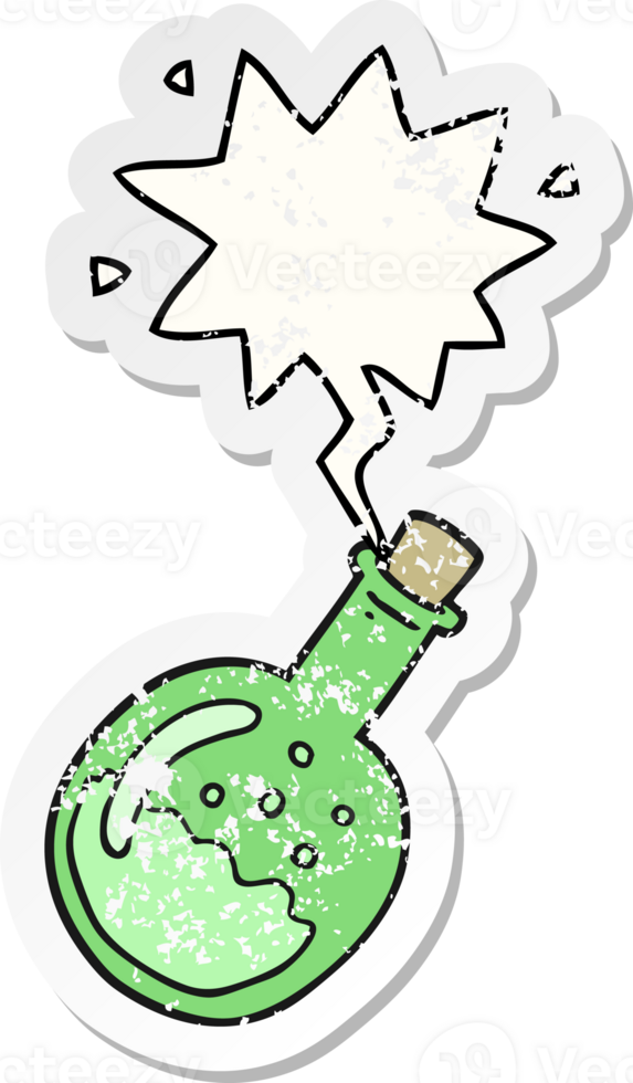 cartoon potion and speech bubble distressed sticker png