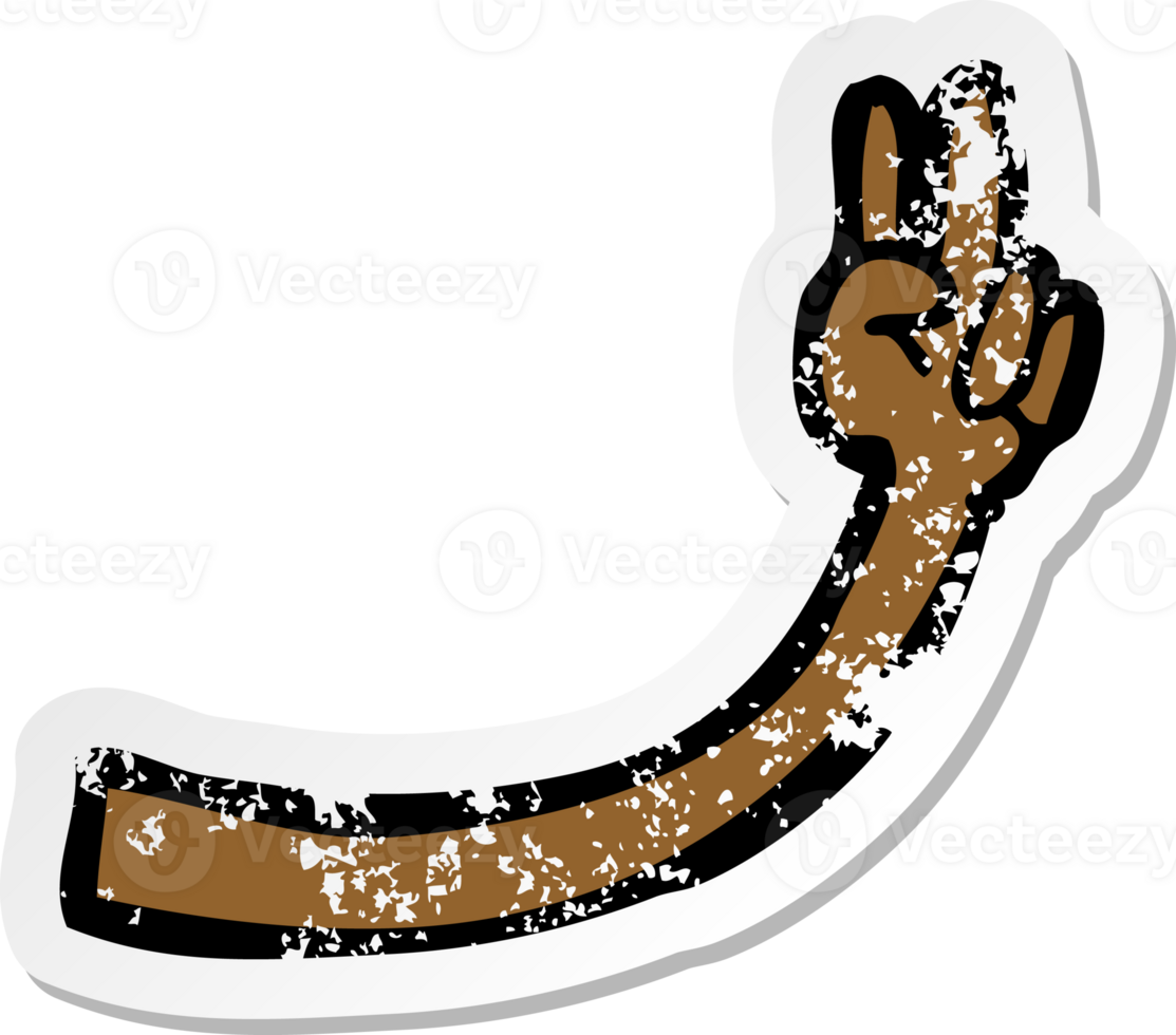 retro nödställd klistermärke av en tecknad arm png