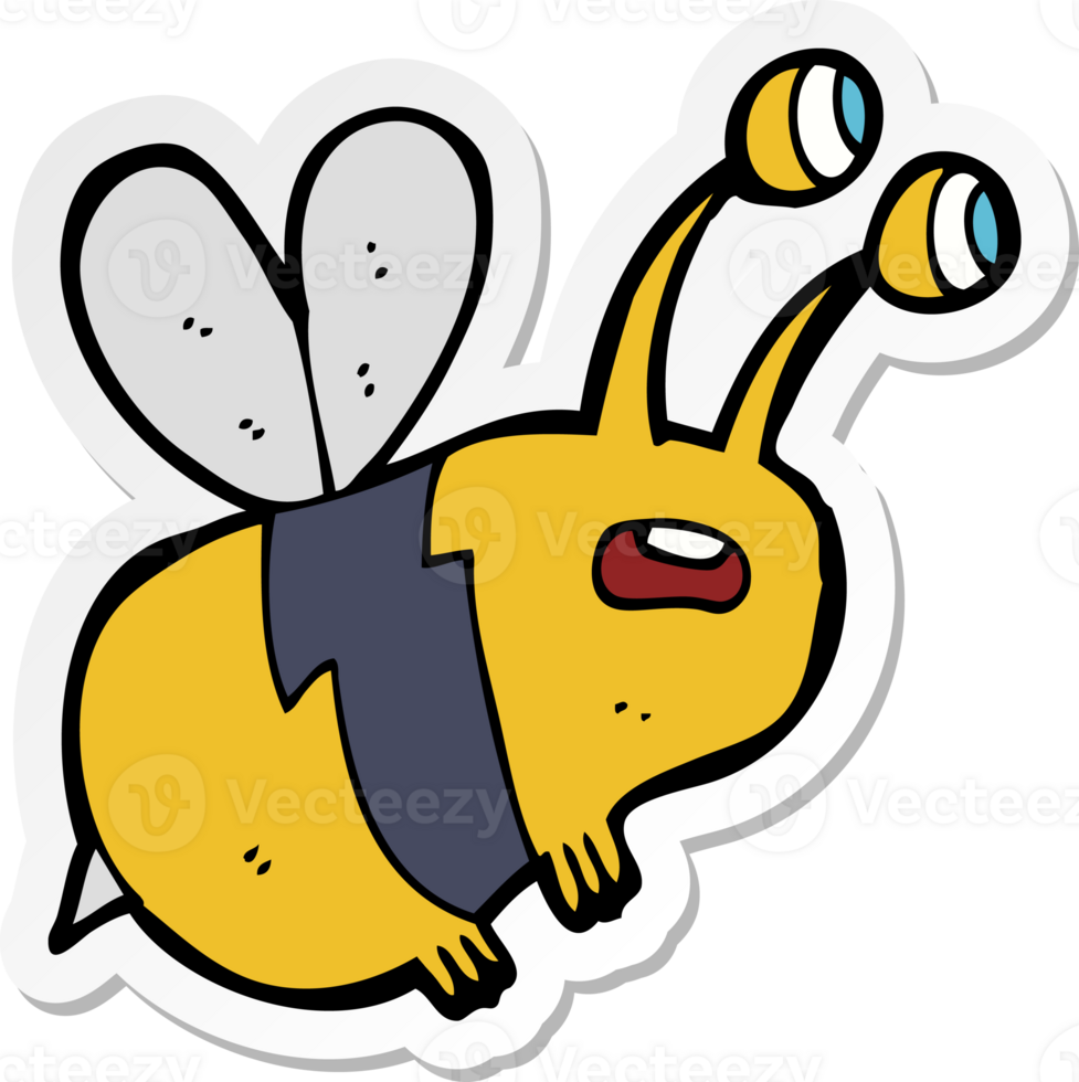 sticker of a cartoon frightened bee png