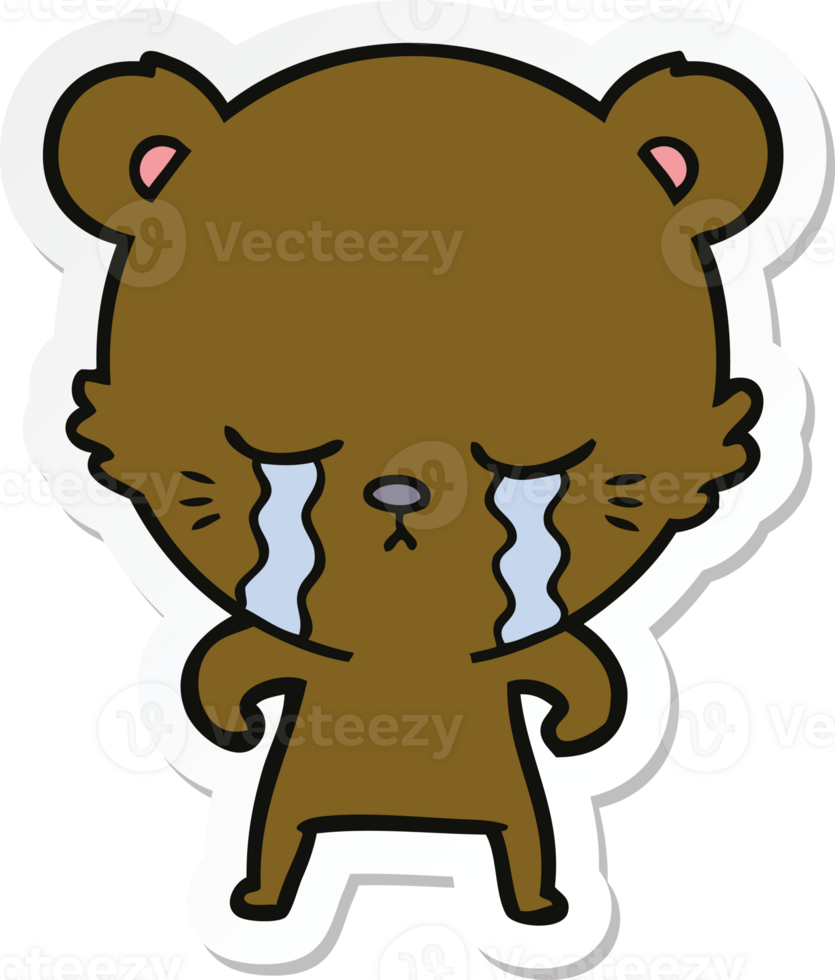 sticker of a crying cartoon bear png