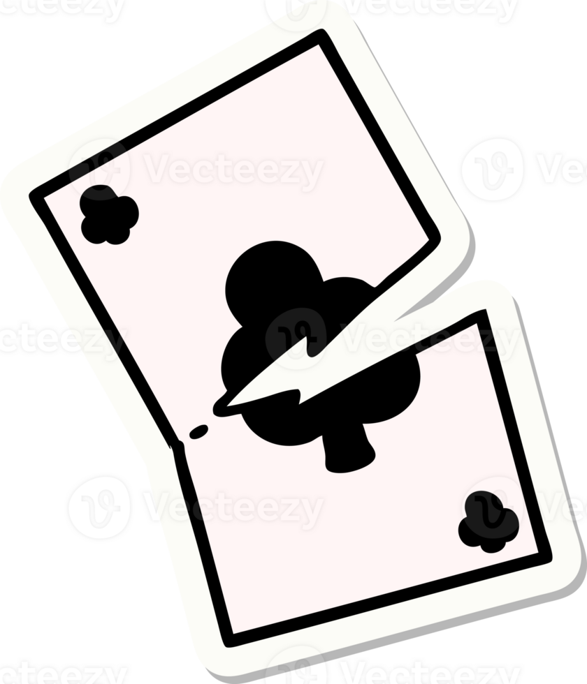 tattoo style sticker of a torn card png