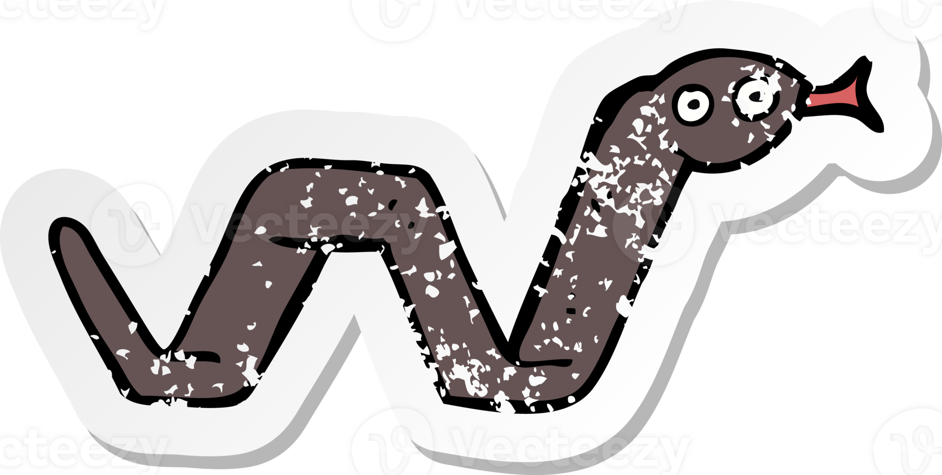 retro distressed sticker of a funny cartoon snake png