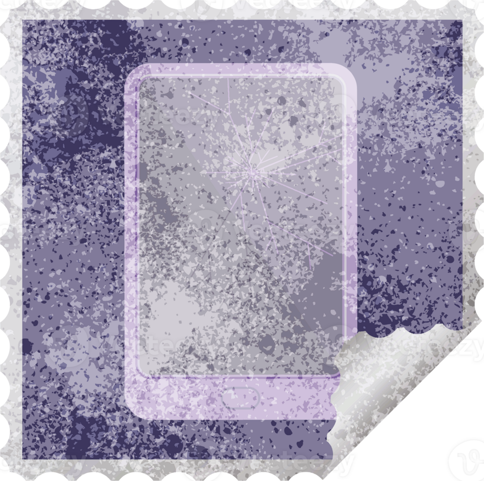 broken electronic tablet png square sticker stamp