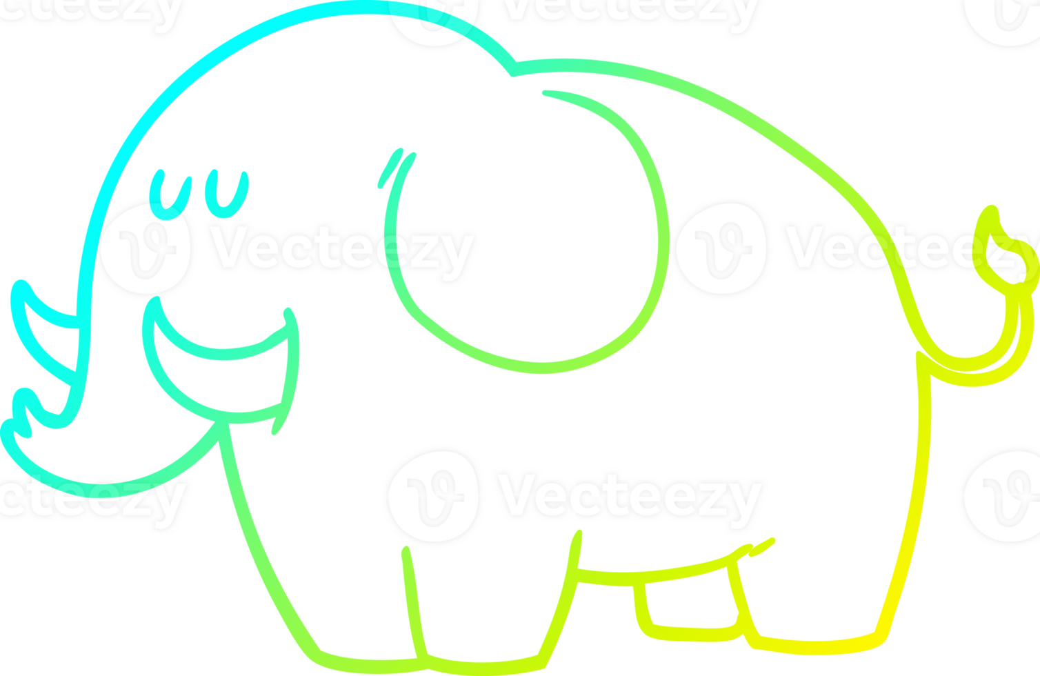 cold gradient line drawing cartoon elephant png
