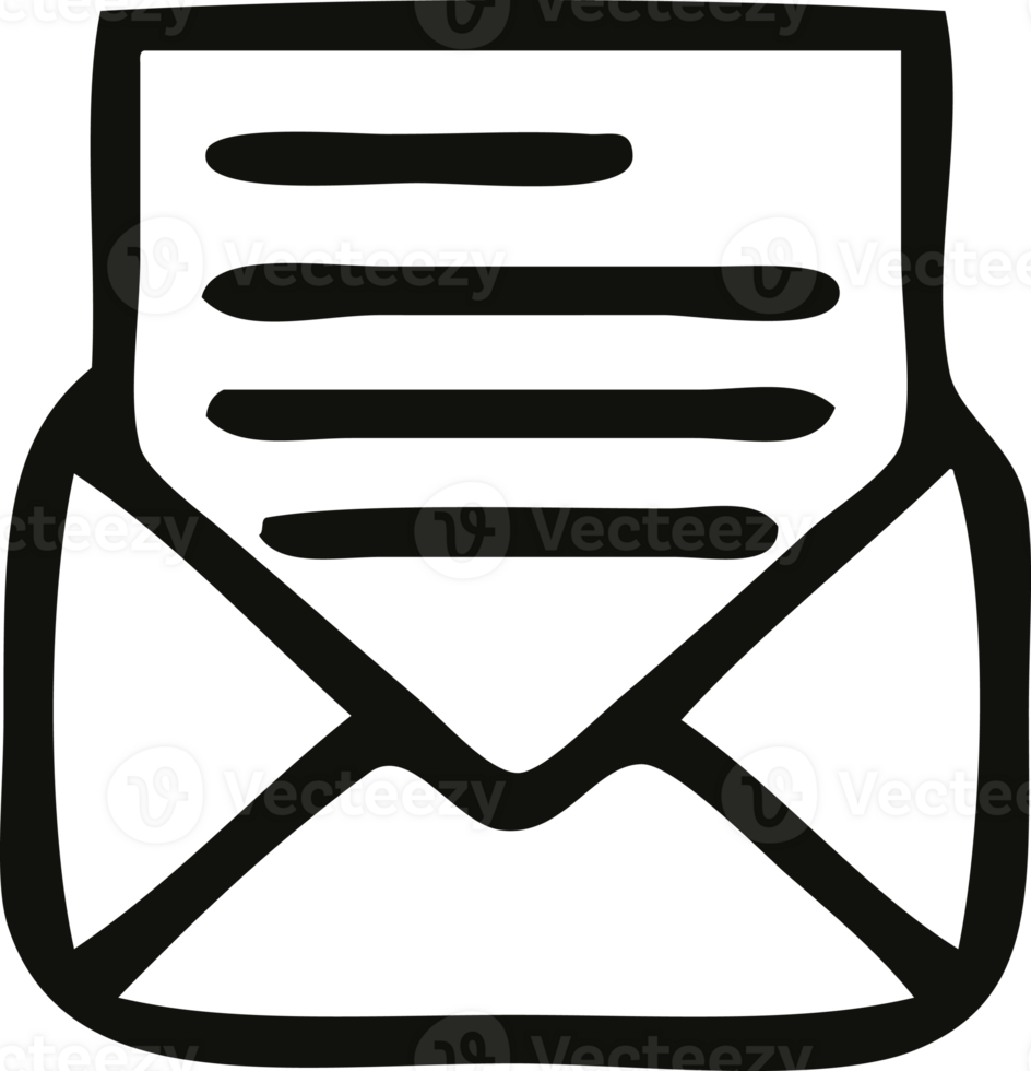 line drawing cartoon letter and envelope png