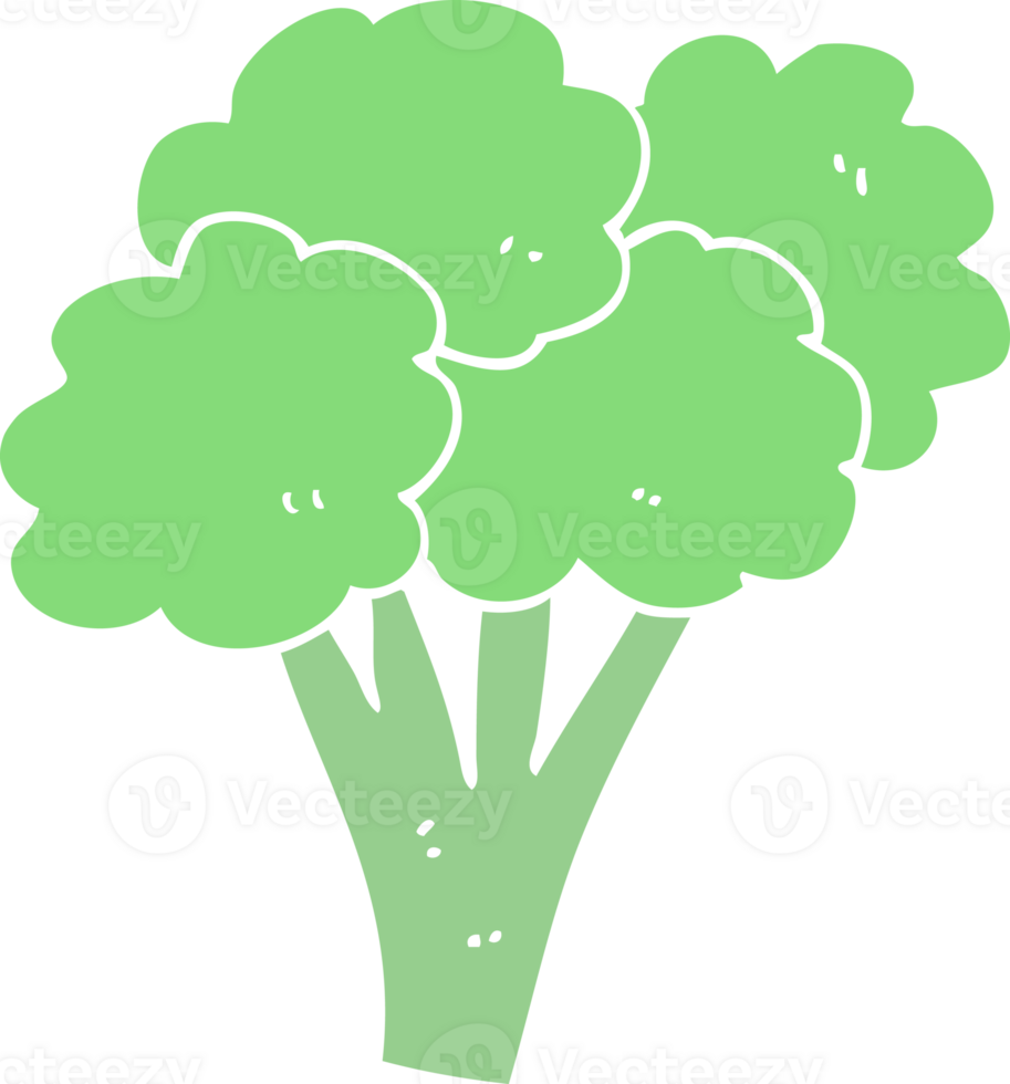 flat color illustration of a cartoon broccoli png