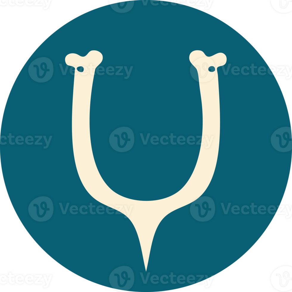 tattoo style icon of a wish bone png