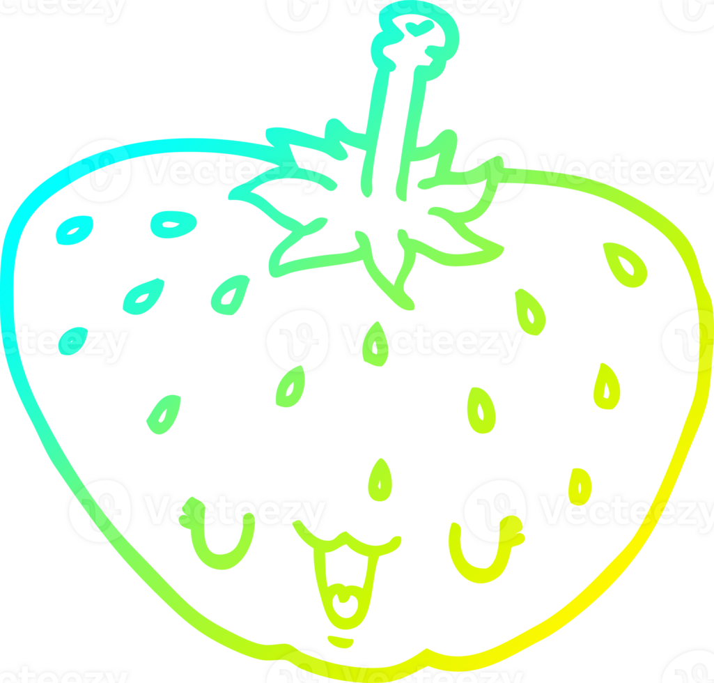 cold gradient line drawing cartoon strawberry png