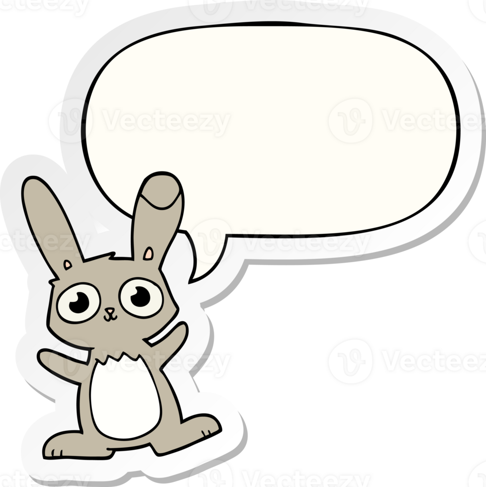 cute cartoon rabbit and speech bubble sticker png