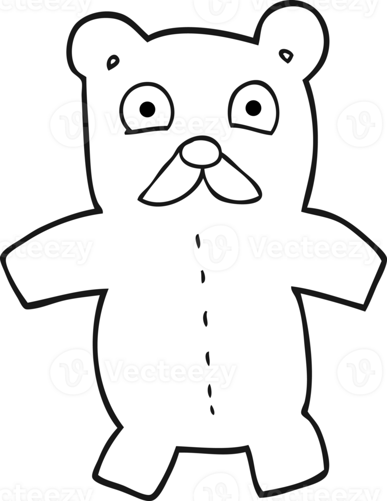 schwarz-weißer Cartoon-Teddybär png