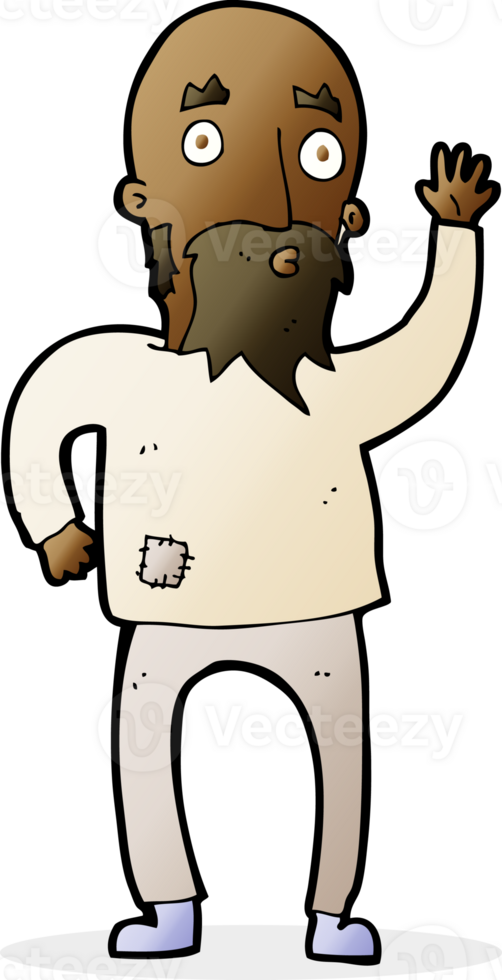 cartoon bearded man waving png