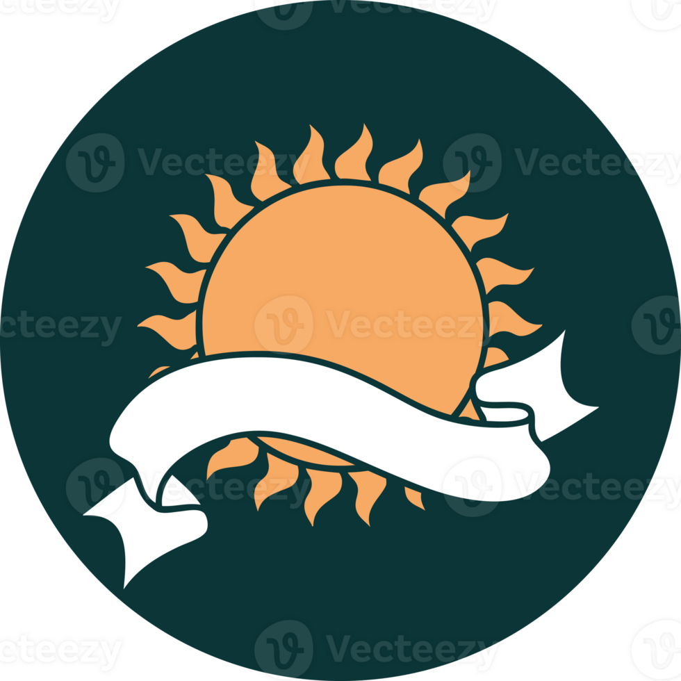 icon with banner of a sun png
