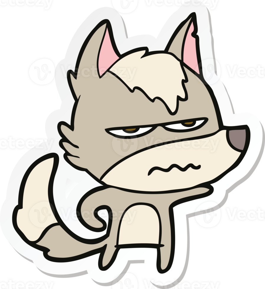 sticker of a cartoon annoyed wolf png