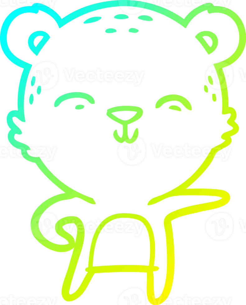 cold gradient line drawing happy cartoon bear png