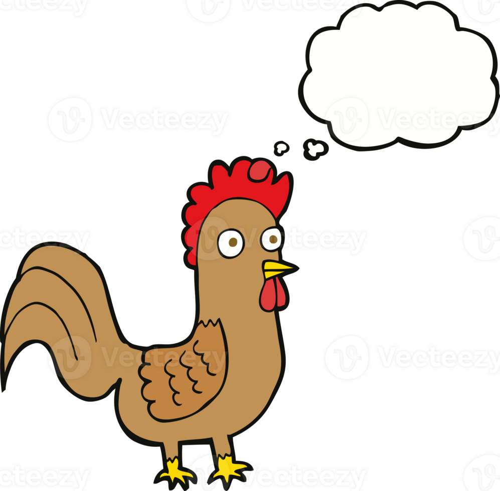 cartoon rooster with thought bubble png