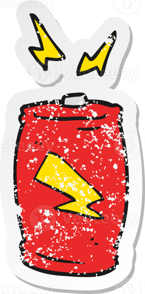 retro distressed sticker of a cartoon battery png